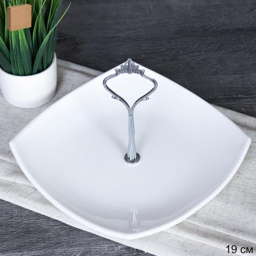 Ваза для фруктов 19 см белая квадратная / DPG-2/FJP85/FJP110YF(WHITE) /уп12/ C 