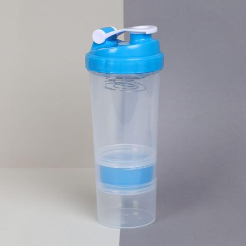 Бутылка/Шейкер СПАЙДЕР SHS-500 бело-голубая для спортивного питания 500ML