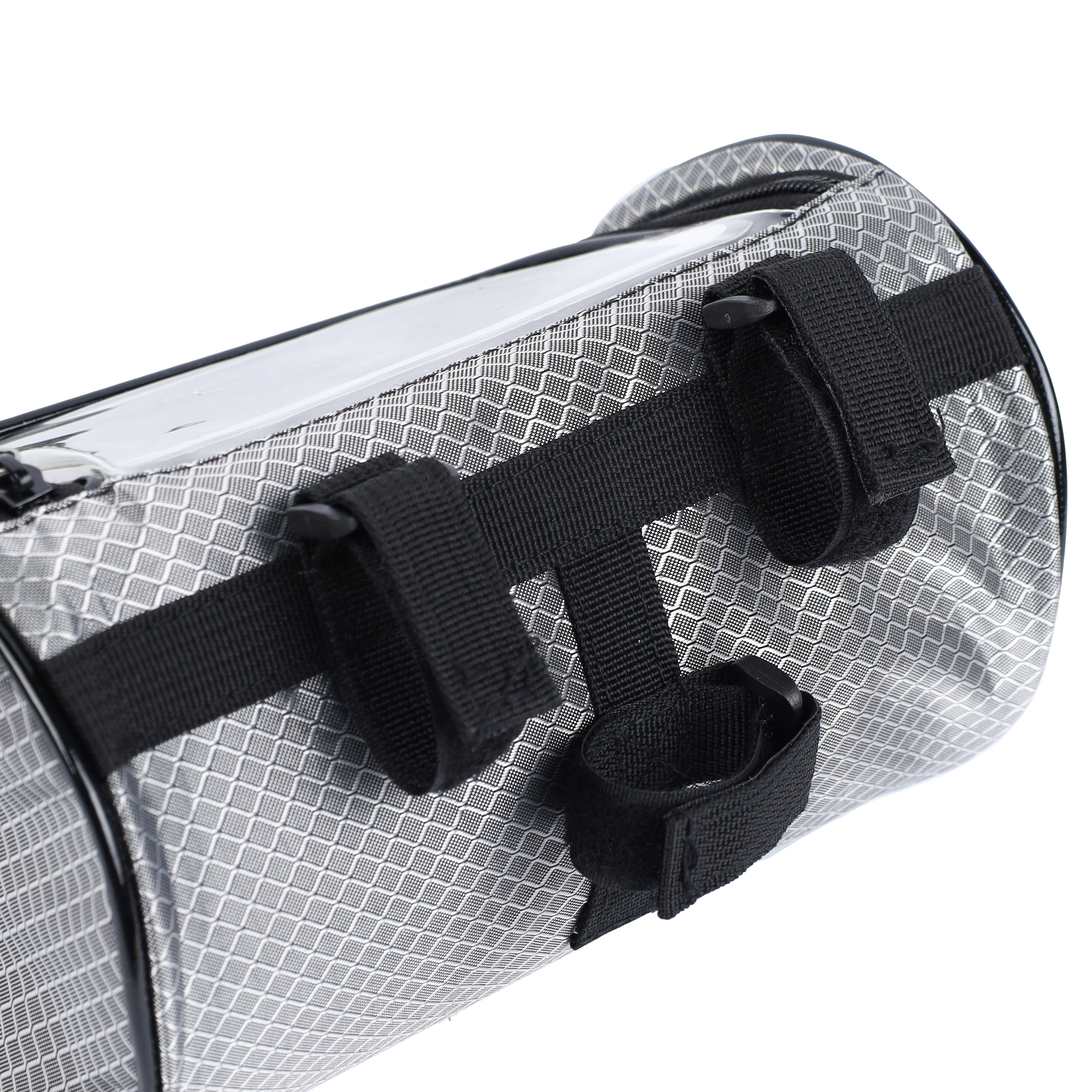 Сумка велосипедная на руль WOLF BASE на молнии, с отделением для смартфона. 22*11.8см. Серебро /уп 40/