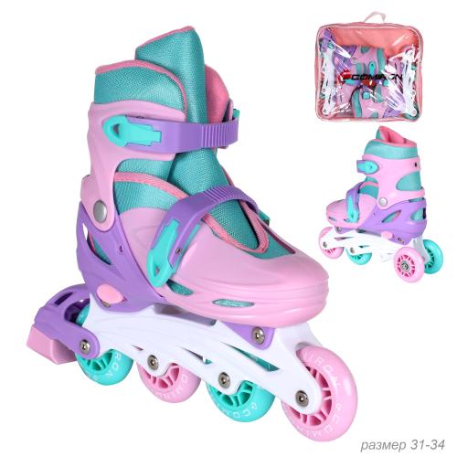 Роликовые коньки COMIRON / S /уп 6/ (31-34) розовые