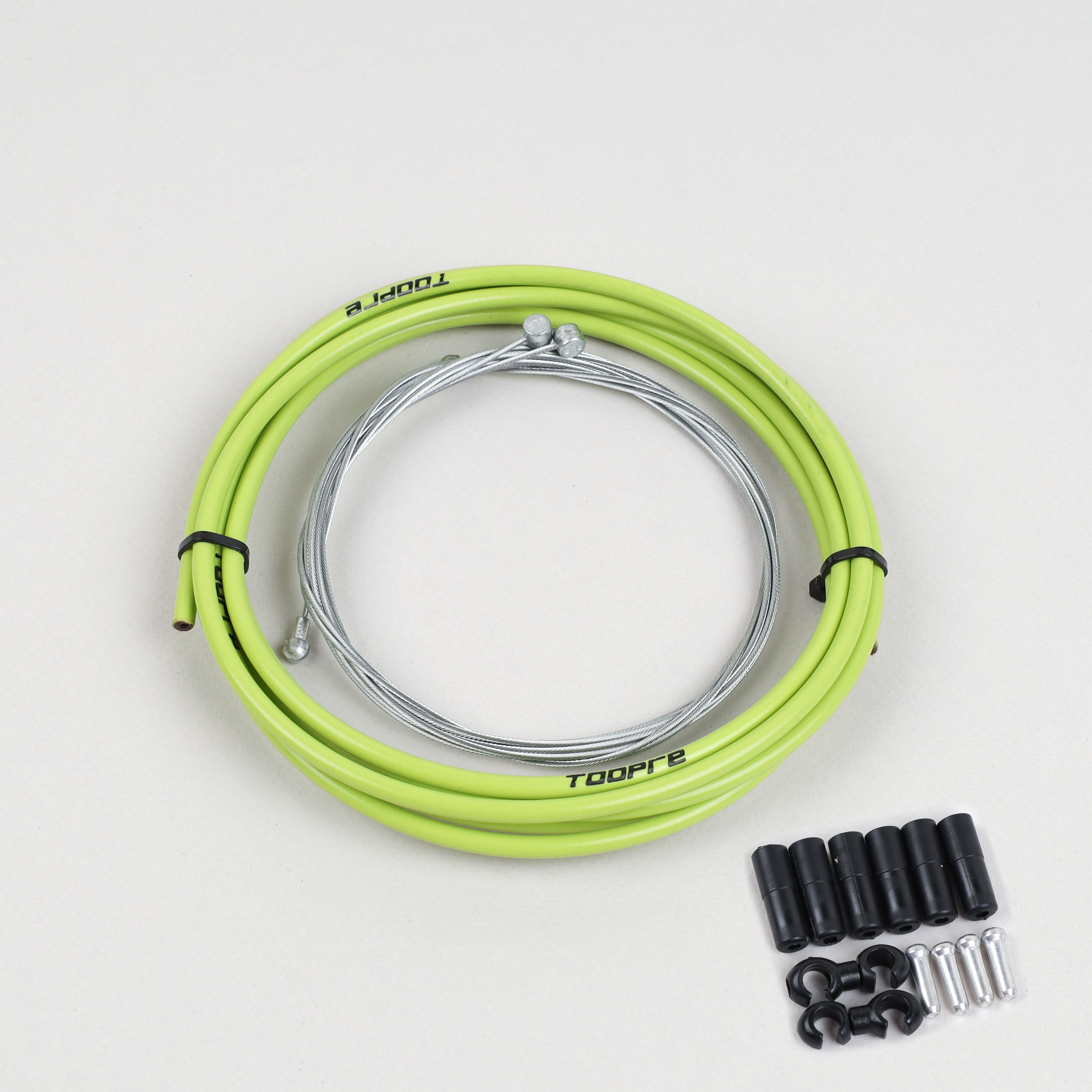 Комплект оплетки и тросов велосипеда на тормоза. 1 Оплетка/2 троса/наконечники/зажимы. TOOPRE SCS-002. желтый  /уп 100/