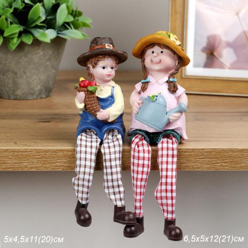 Фигурка Мальчик/Девочка висячие ножки 2 штуки набор / 2007 /уп 96/А