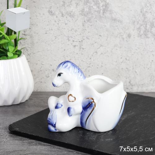 Подставка для зубочисток Лошадь 8 см / B5448-1 /уп 144/ Символ года 2026  костяной фарфор