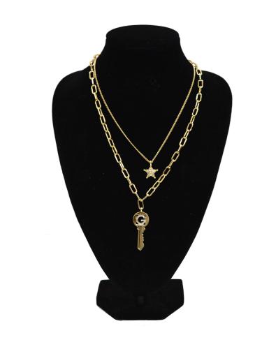 Колье многослойное Цепь 45 см / GTP-3 /уп 12/золото