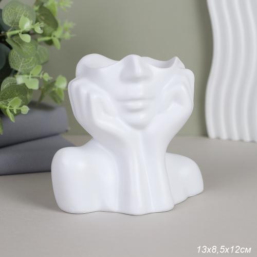 Ваза статуэтка Лицо 13 см / DG-004 /уп 48/белая*