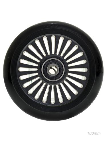 Колесо PU для трюкового самоката 100мм, обод пластиковый чёрный с подшипниками ABEC-9 /уп 200/