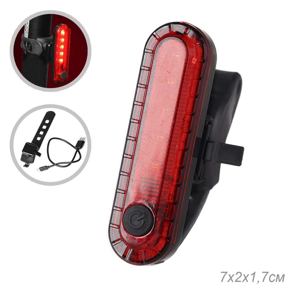 Фонарь задний COMIRON TA11 корпус: пластик, IPX4; свет: COB(5LED), 50lm; аккум: 330mAh, USB; четыре режима, OPP. /уп 100/400/