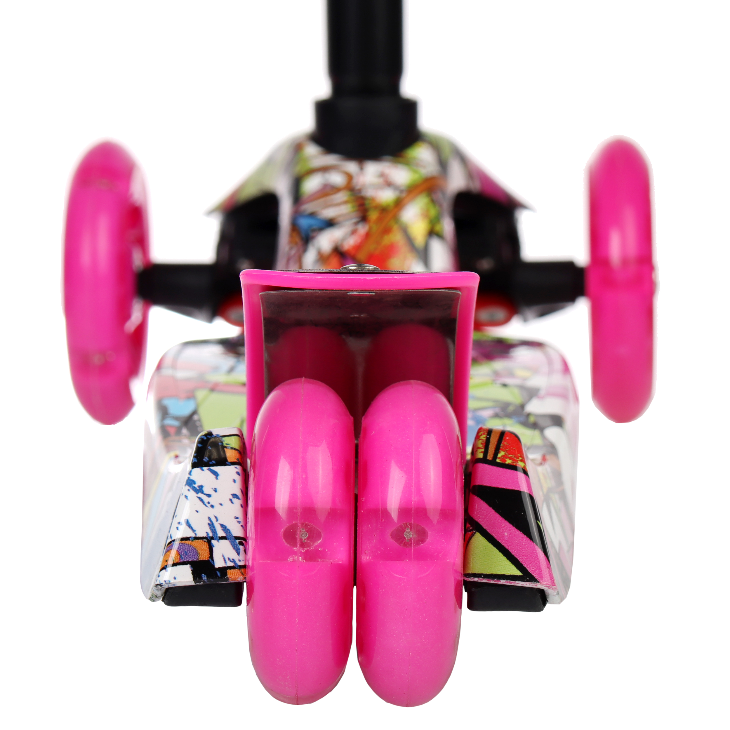 Самокат трехколесный для детей от 3-х лет Yeenot GT4108P15, нагрузка до 50кг, вес 2.3кг, светящиеся колёса PU116мм, цвет граффити Glamour  БК/уп10