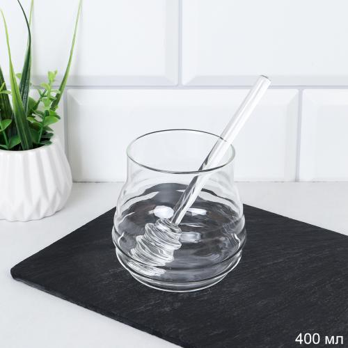 Банка для меда с ложкой 400 мл / WC149230110-1 /Б/К