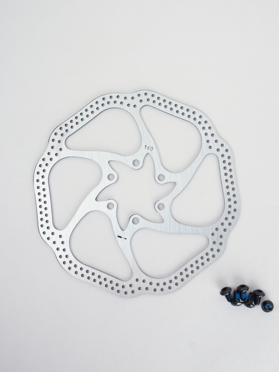 Ротор  дискового тормоза TOOPRE HS1-160silver, диаметр диска 160мм, 44мм. Толщина 1.8мм. 6 отверстий. Вес 97гр. Серебро /уп 100/