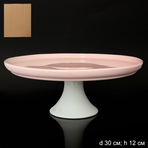 Блюдо для торта и капкейков / TU-527 /уп 4/ 30х30х12 см Розовое