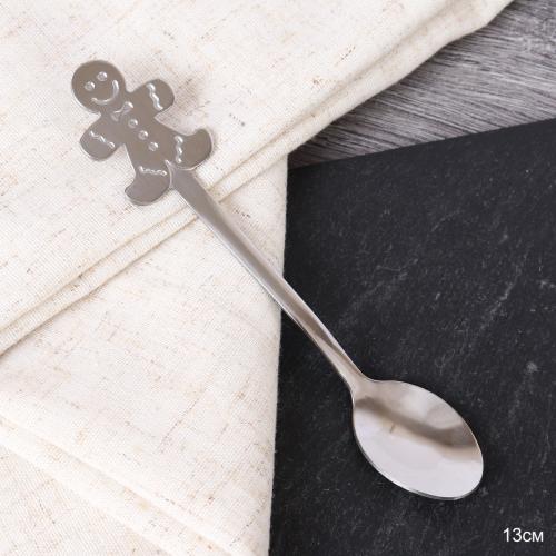 Ложка чайная серебро Пряник / MJ026 /уп 600/ Новогодняя