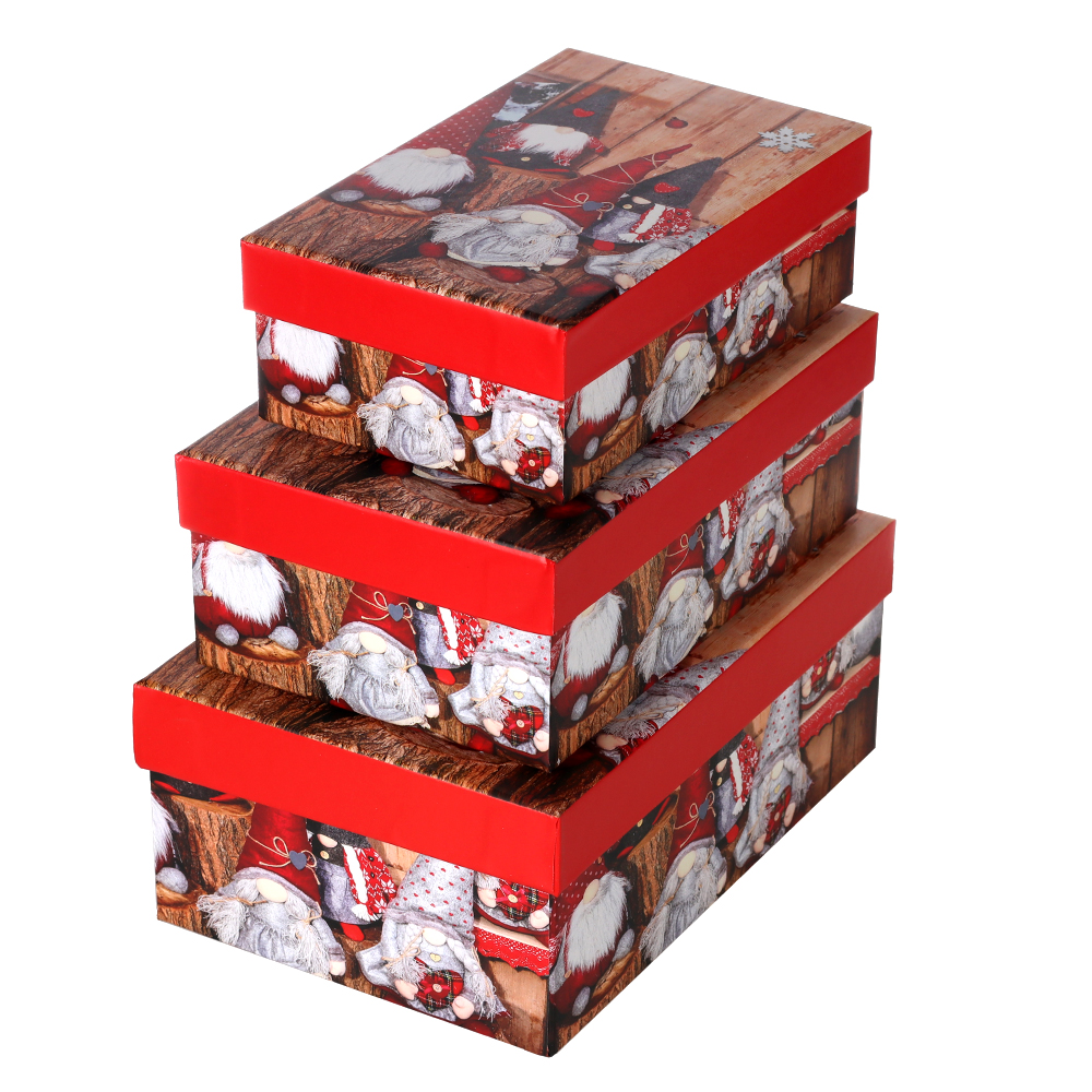 Коробка подарочная набор 3 штуки Новый год / BOX-1 /уп 36/23*16*9.5/21*14*8/19*12*6cm