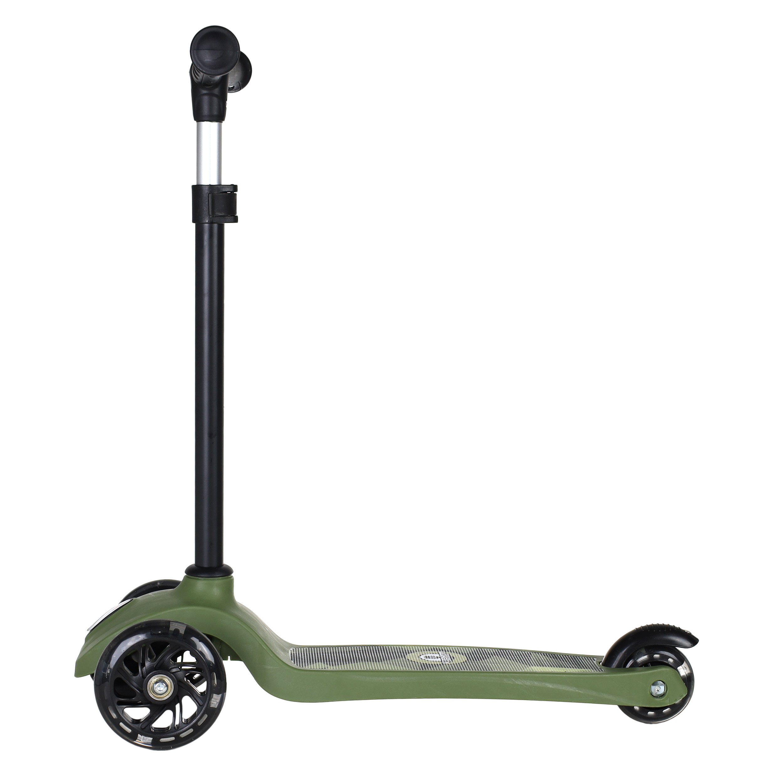 Самокат трехколесный облегчённый для детей от 2-х лет Yeenot GT2018-17, нагрузка до 30кг, вес 1,4кг, светящиеся колёса PU110мм, цвет Хакки БК/уп10