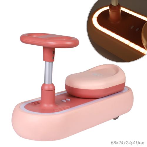 Толокар COMIRON QT-8062/светящиеся полиуретановые колеса 70 мм/ Розовый/уп4