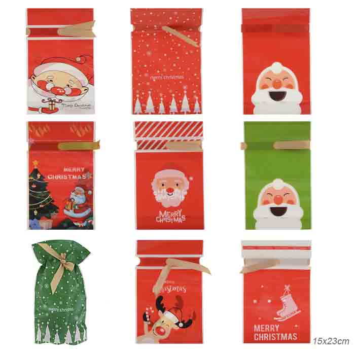 Мешочек подарочный 15х23 см набор 50 штук / EV468 /уп 120/Новый год