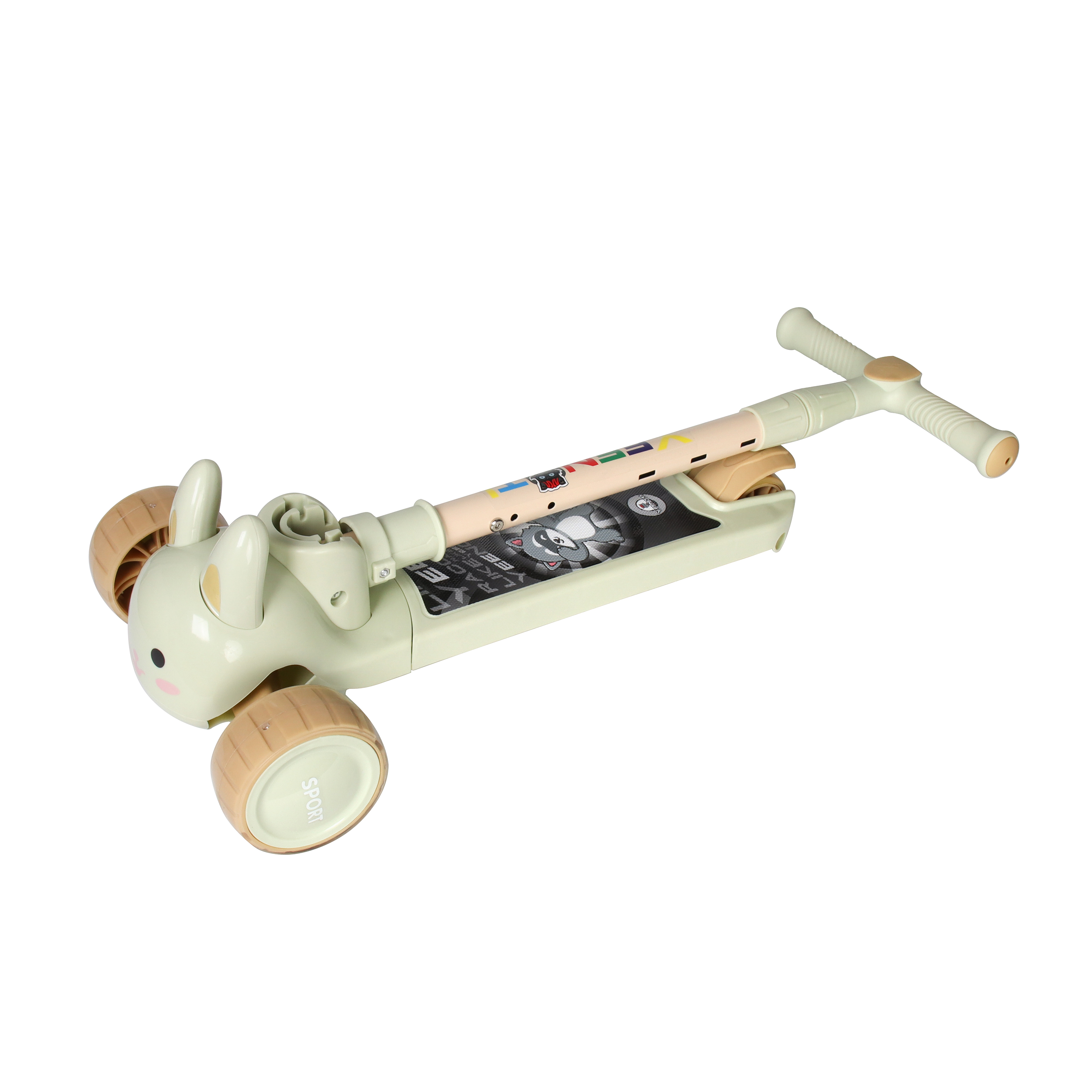 Самокат 3-х колесный COMIRON Yeenot Зайчик / JLBB-808 seat /уп 8/ зеленый