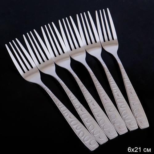 Вилка столовая 6 штук Серебро Гравитация Глянец / Y-881 /уп 100/ 0,30/