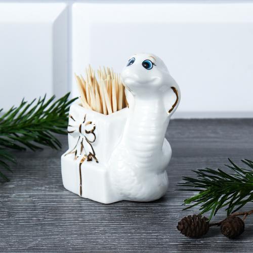 Подставка для зубочисток Змейка / B5319 /уп 144/  костяной фарфор