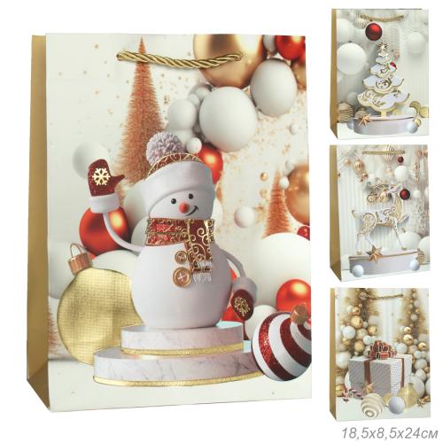 Пакет подарочный 18х24х8,5 / 10114-S /уп 12/720/ микс Новый год