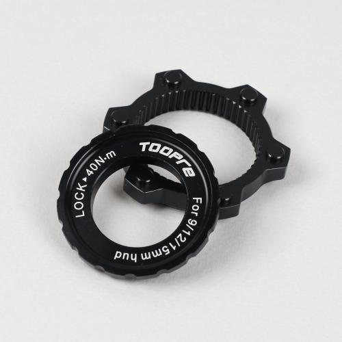 Адаптер тормозного диска (ротора) Six-hole (6 болтов) под крепление втулки Centerlock hub. TOOPRE CLDA-01 Комплект адаптер+ чашка. Черный /уп 20/100/