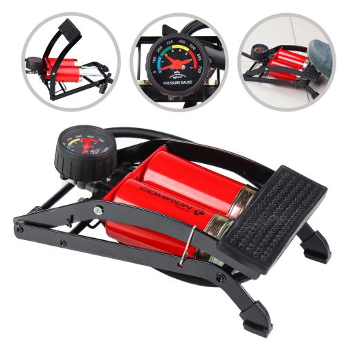 Насос ножной с манометром COMIRON FUJIN 2, стальной  корпус, два поршня 55*110мм., вес 1,2 кг. /уп 10/