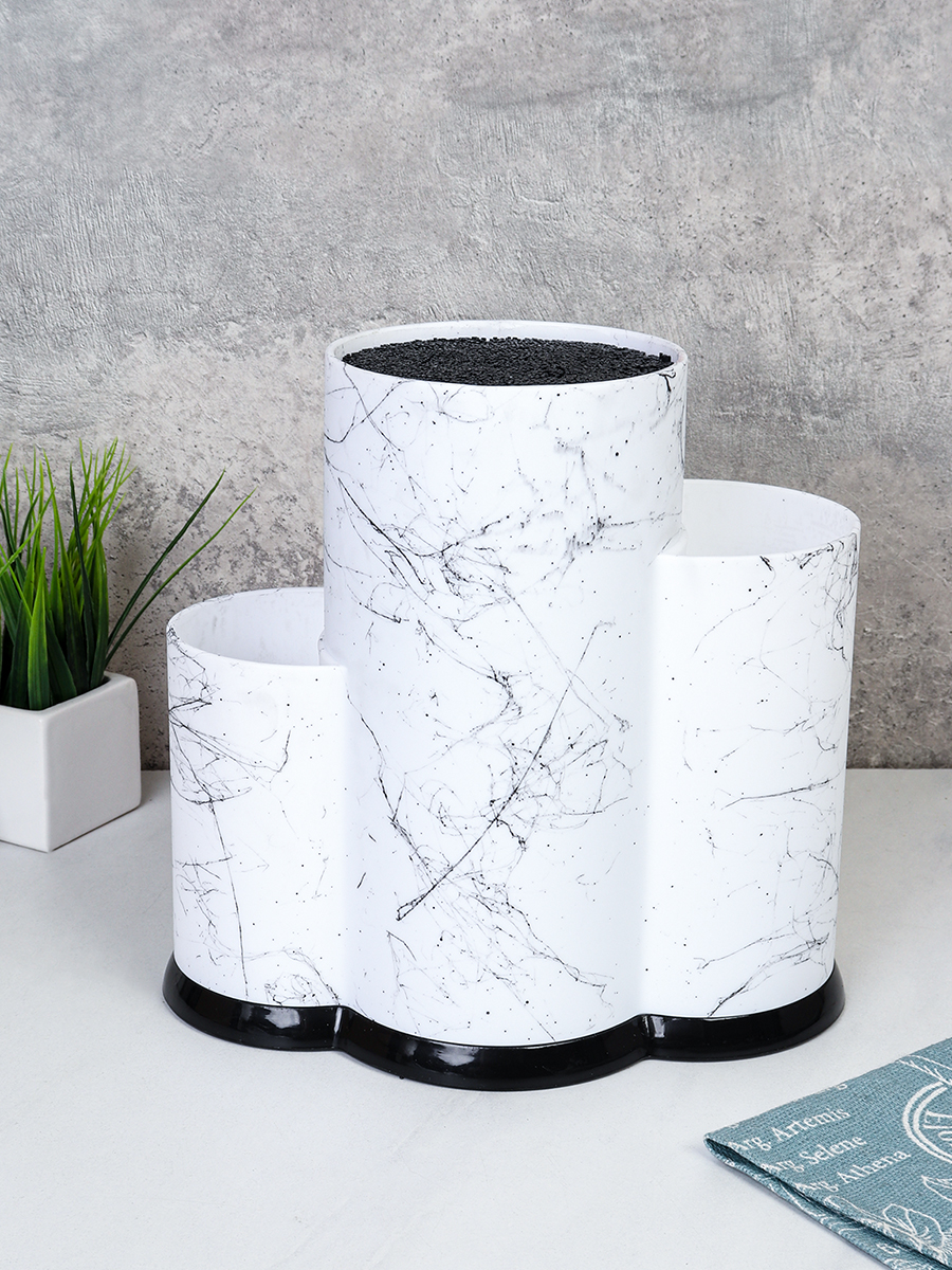 Подставка для ножей тройная белая / PPKW3 /уп 12/ матовая