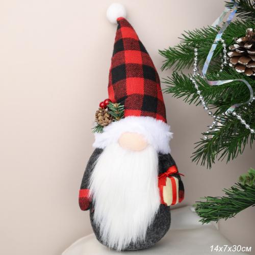 Новогоднее украшение Гном красно-черный колпак 30 см / B120 /уп 75/713000