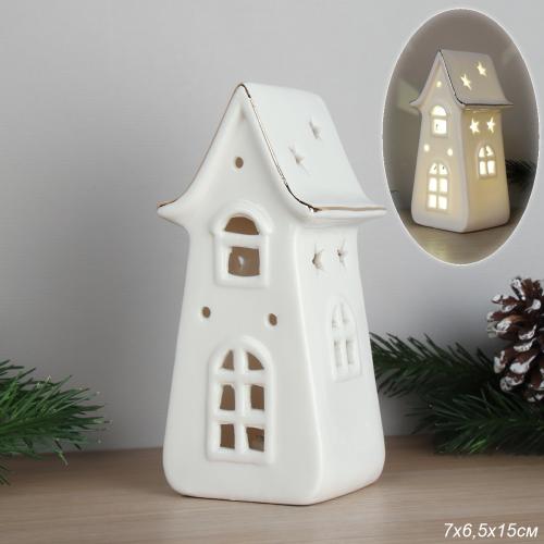 Фигурка Домик с подсветкой 15 см новогодний / YZ5549 /уп 48/LED