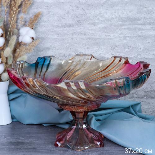 Ваза для сервировки на ножке 37x20 см / 803BLAX /уп 4/ цветное стекло