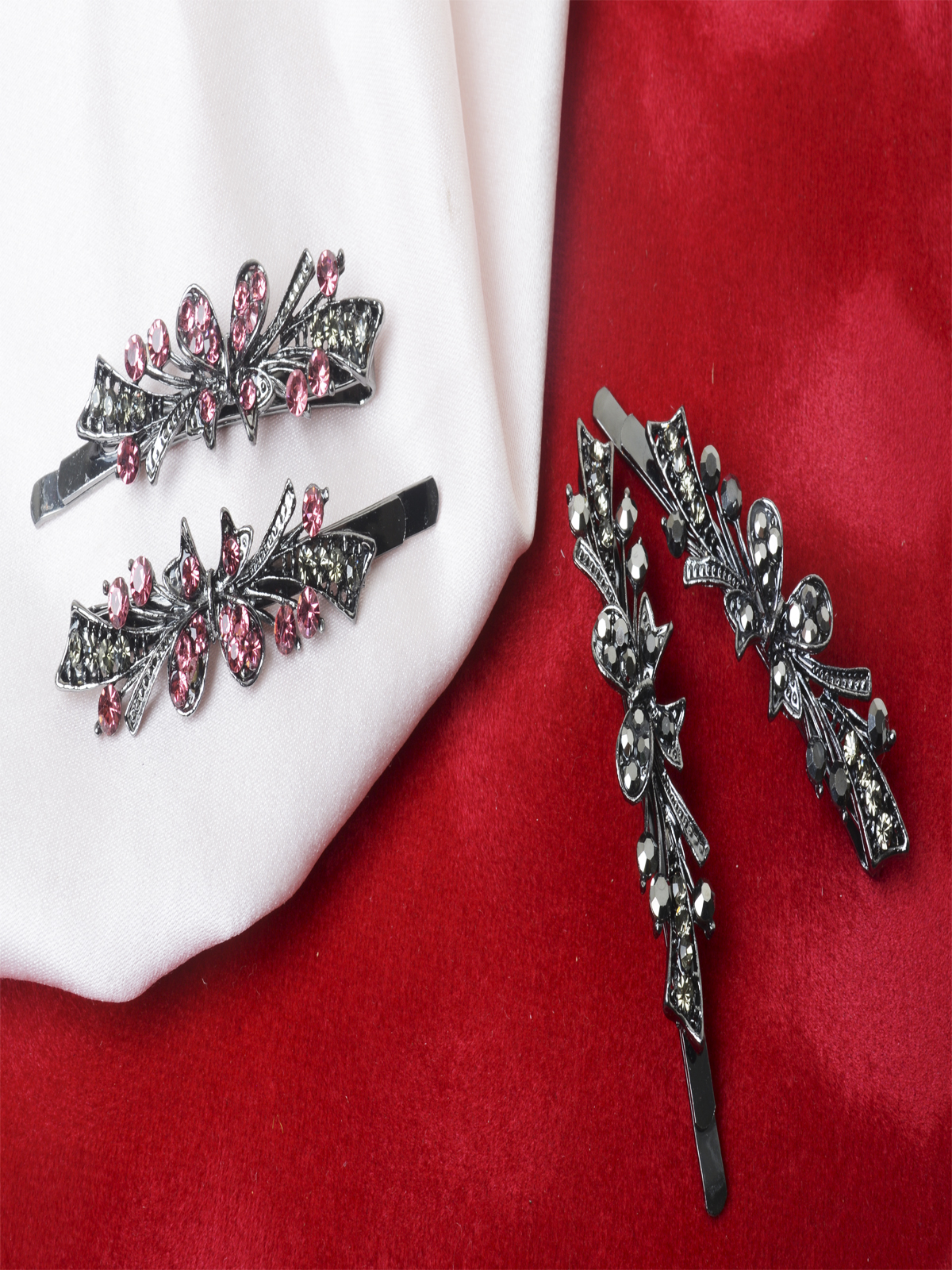 Невидимка для волос 2 штуки набор / GTN-4 /уп 12/серебро/стразы