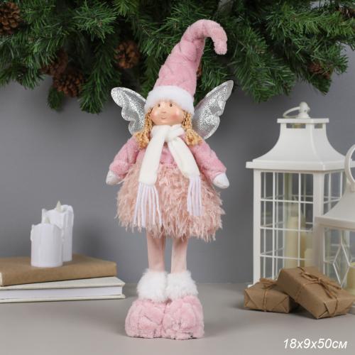 Новогоднее украшение интерьера 50 см Ангел / W-1024 /уп 24/розовое платье