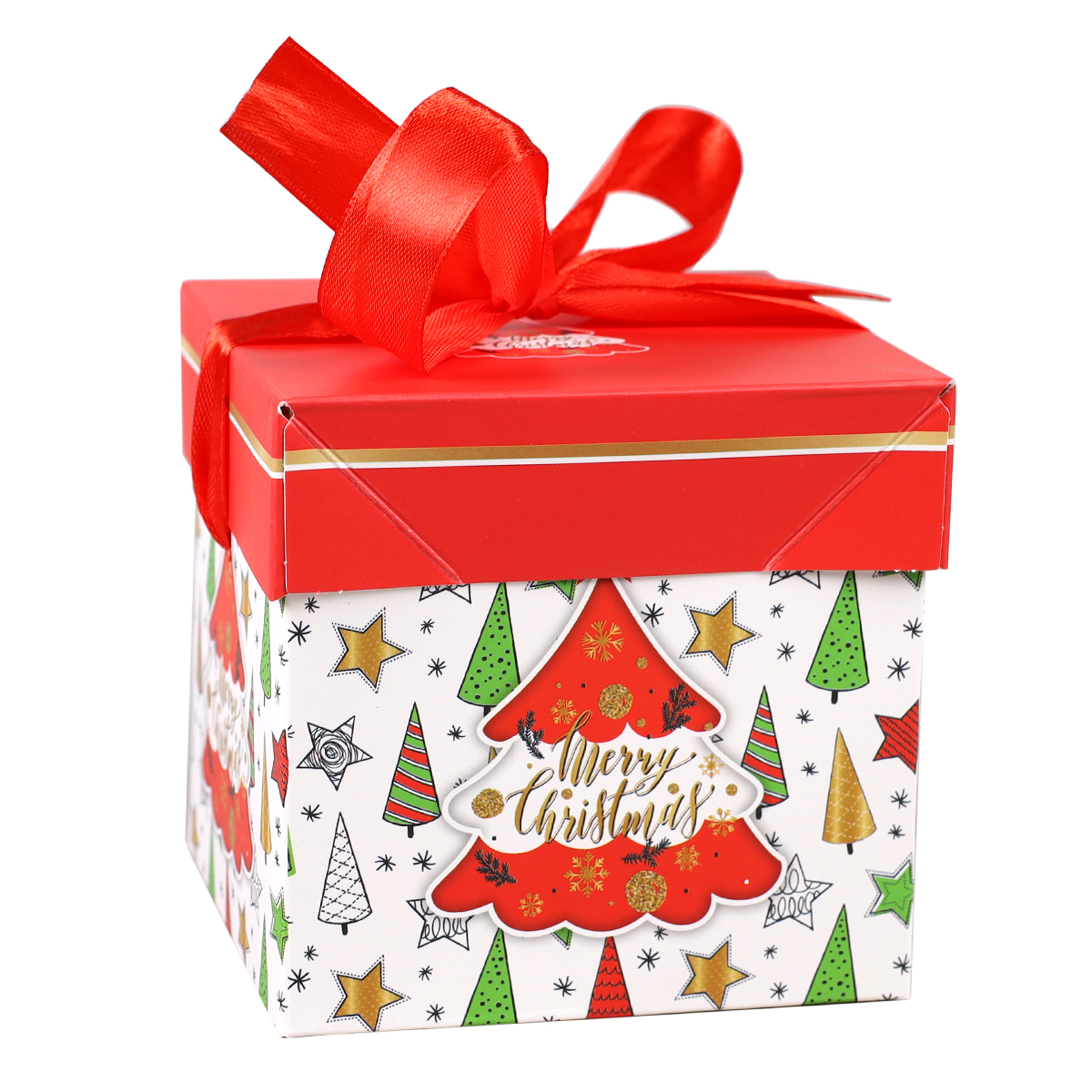 Коробка подарочная 10х10х10 см складная / A10-2 /уп 12/1200/Новый год