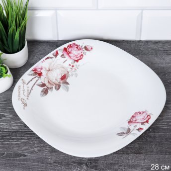Тарелка квадратная 240 мм /Sq19/9586595 (6916) /уп 6/48/ серия Чайная роза
