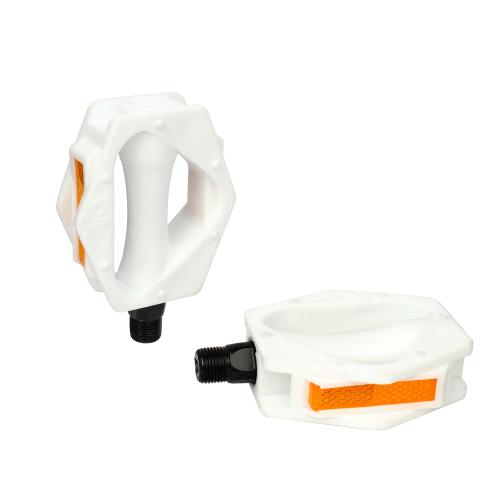 Педаль детская MIXIEER KIDS MX-P660, полипропиленовый корпус, без подшипников, ось 4S, с рефлектором, 97х73мм 1 пара. Резьба 9/16 дюйма WHITE/уп100/