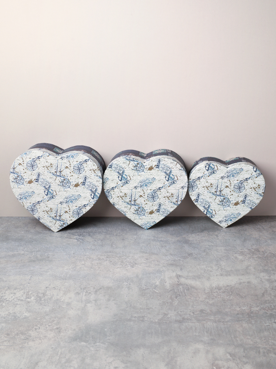 Коробка подарочная 3 штуки Сердце / 1158 /уп 24/16*18.3*7/18*20.3*8/20*22.3*9cm