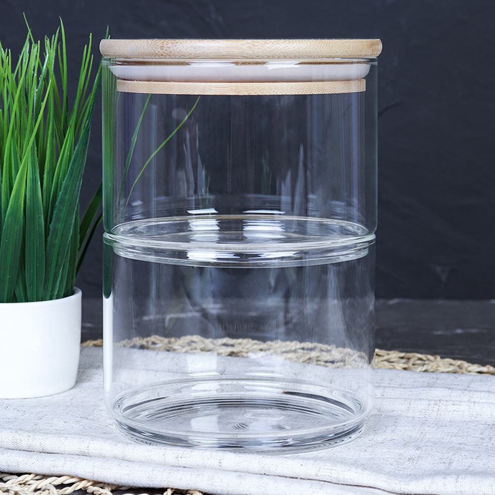 Банка для хранения 2-х ярусная бамбуковая крышка 500 мл / LCSC22-8/уп 60/