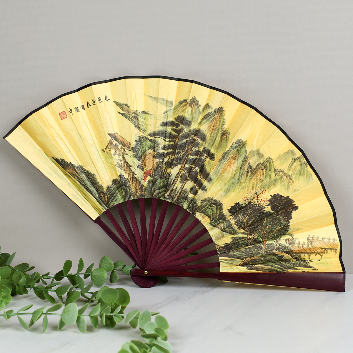 Веер 33 см бамбуковая основа / 622-10 /уп 5/400/