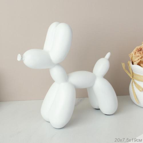 Статуэтка Собака 20х19 см шариковая / A26-Q1923E /уп 18/белая