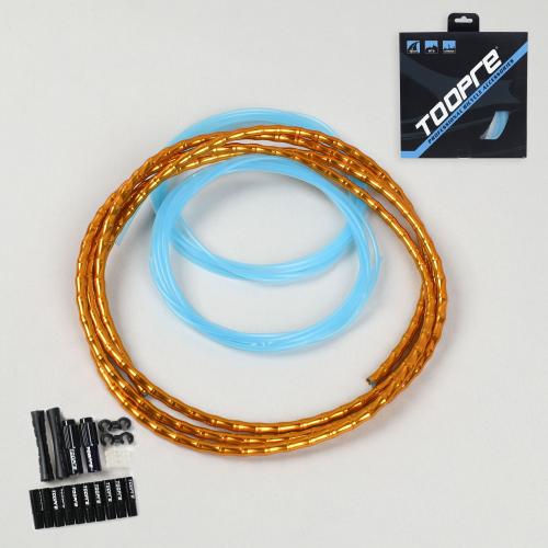 Комплект рубашка и направляющие велосипеда с технологией Fish Bons повышенной прочности. Рубашка/2 направляющие/наконечники/зажимы. TOOPRE. Золото