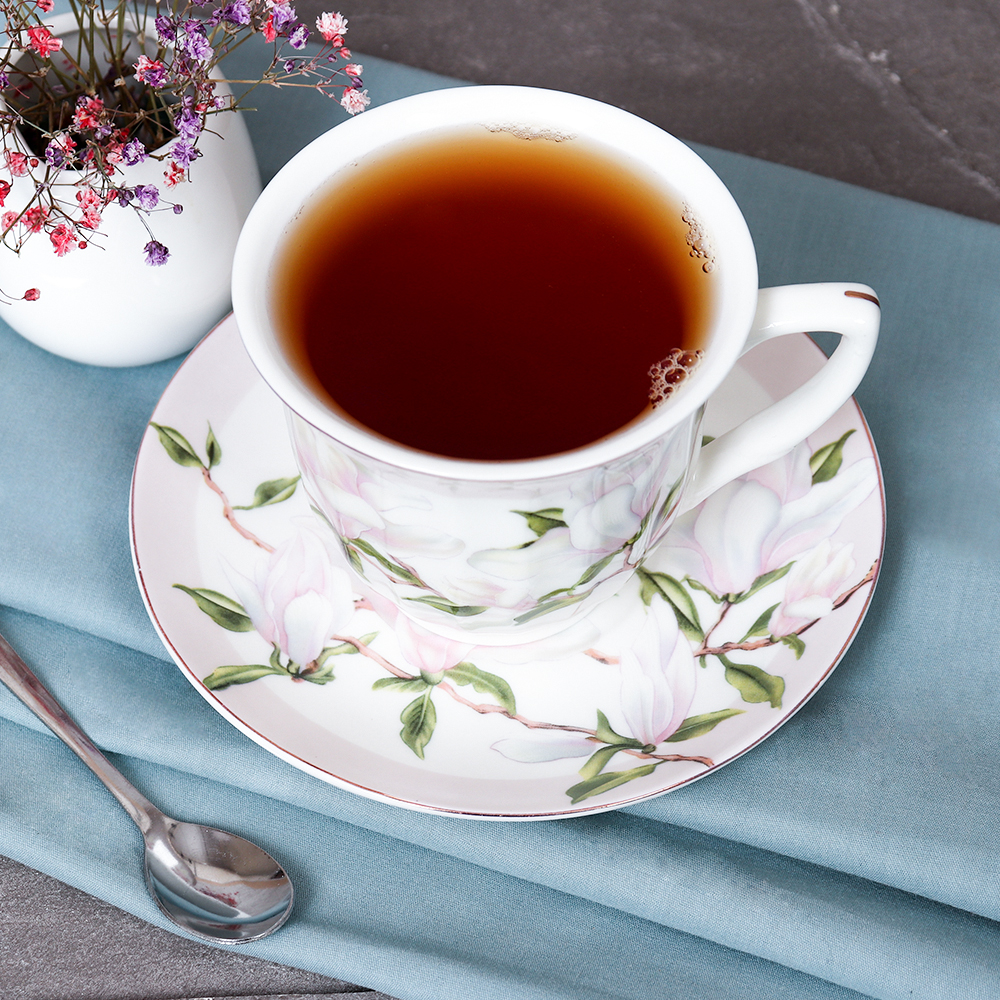 Чайный набор 12 предметов 250 мл / GF1 -12G /уп 8/ Магнолия костяной фарфор