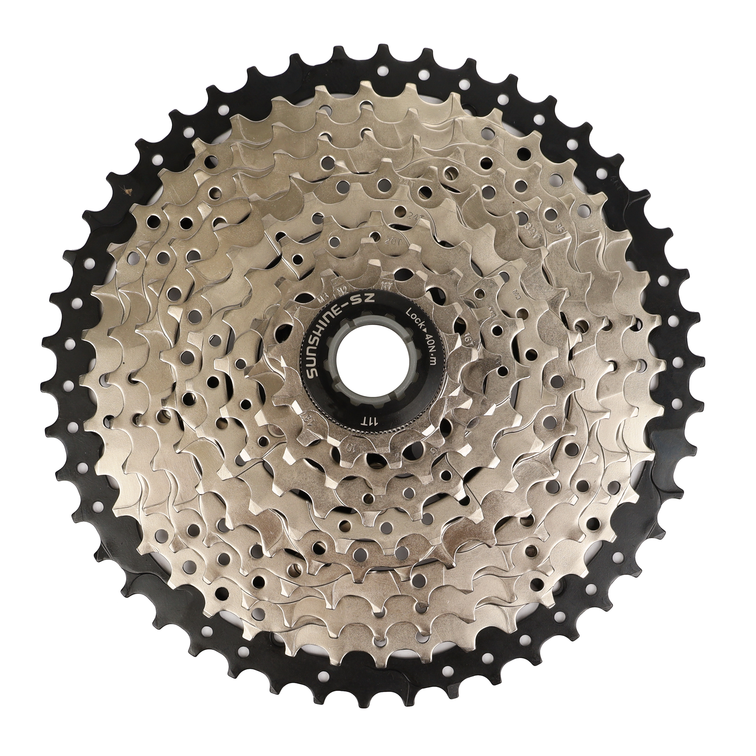 MTB, Кассета SUNSHINE, 10 скоростей, 11-46Т, материал: сталь, 2 ALU паука, вес 515гр, /MTB-CS-HR10-46L/уп24/