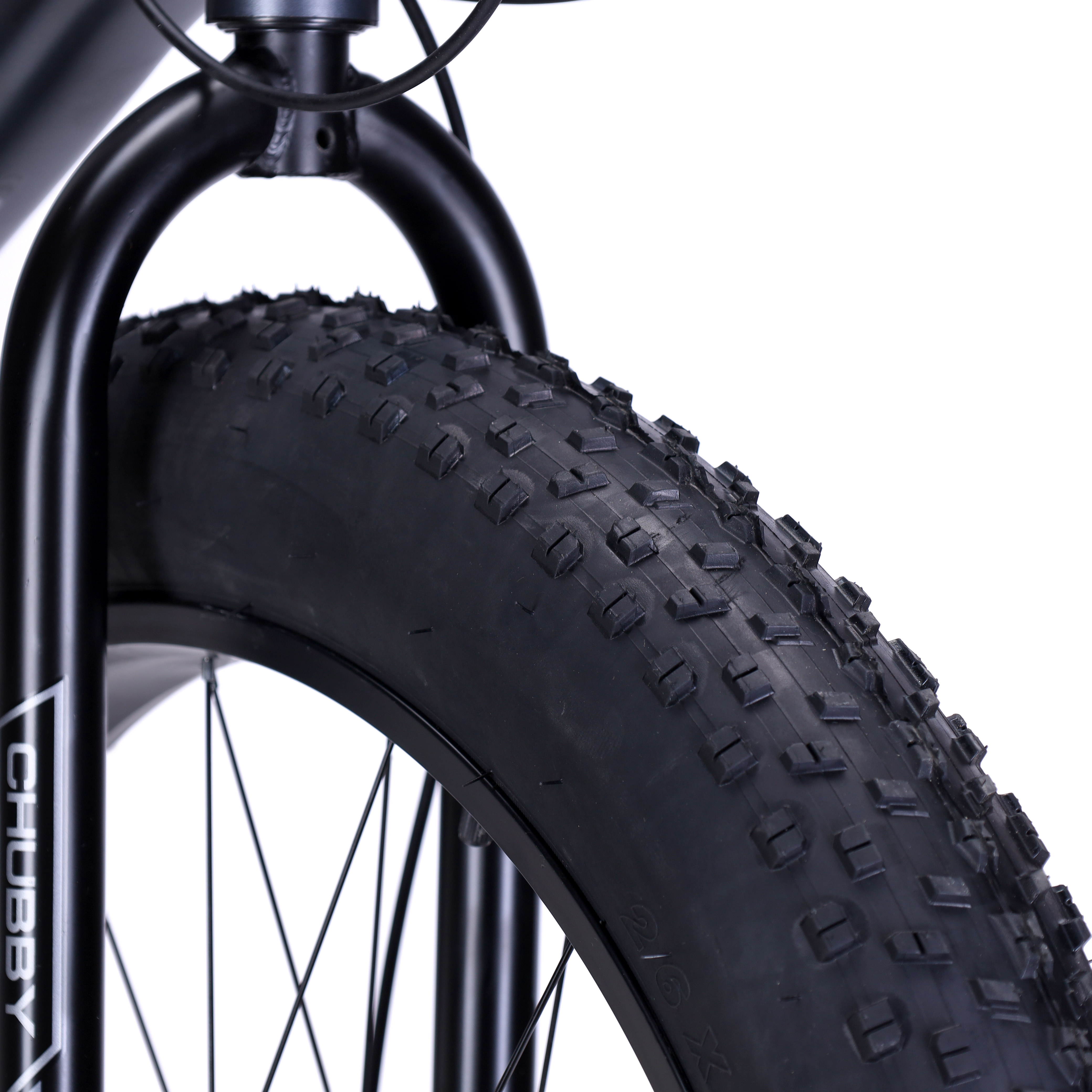 Велосипед фэт-байк 26"x4" рама 21" COMIRON CHUBBY, 1*10sp L-TWOO, 34T, CASSETE 11-42T, HARD FORK, чёрно-серый mustang