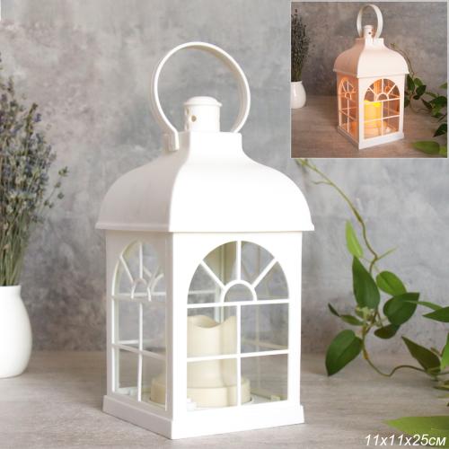 Светильник фонарь настольный 21 см белый / YR02515W /уп 48/от батареек