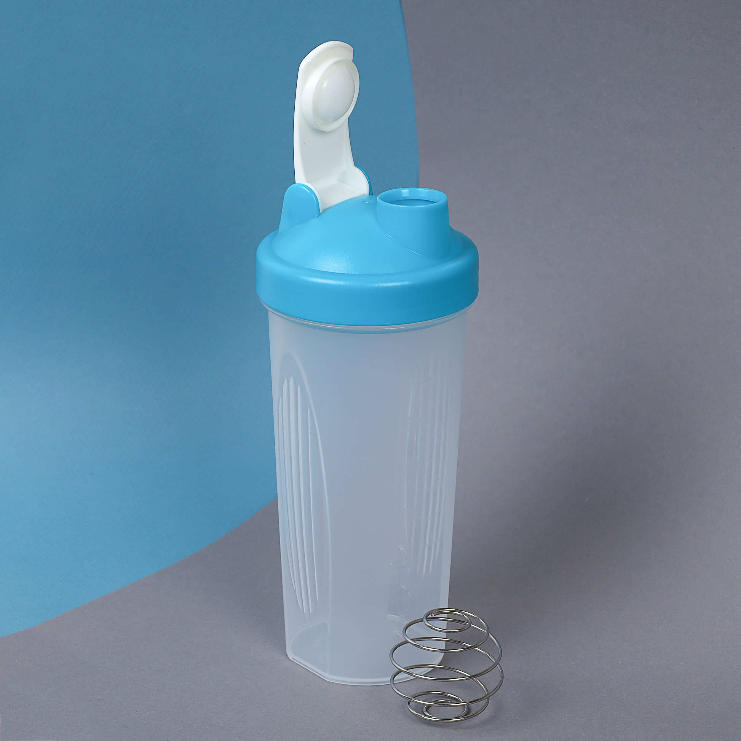 Бутылка/Шейкер SHAKER SHS-600 бело-синяя, для спортивного питания 600ML/уп72