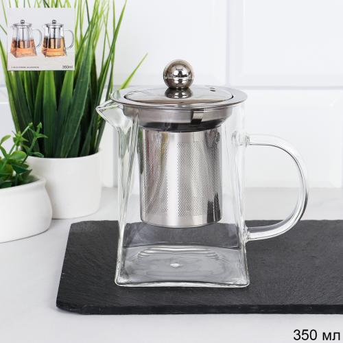 Чайник заварочный с ситом 350 мл квадратная форма / A350 /уп 100/*