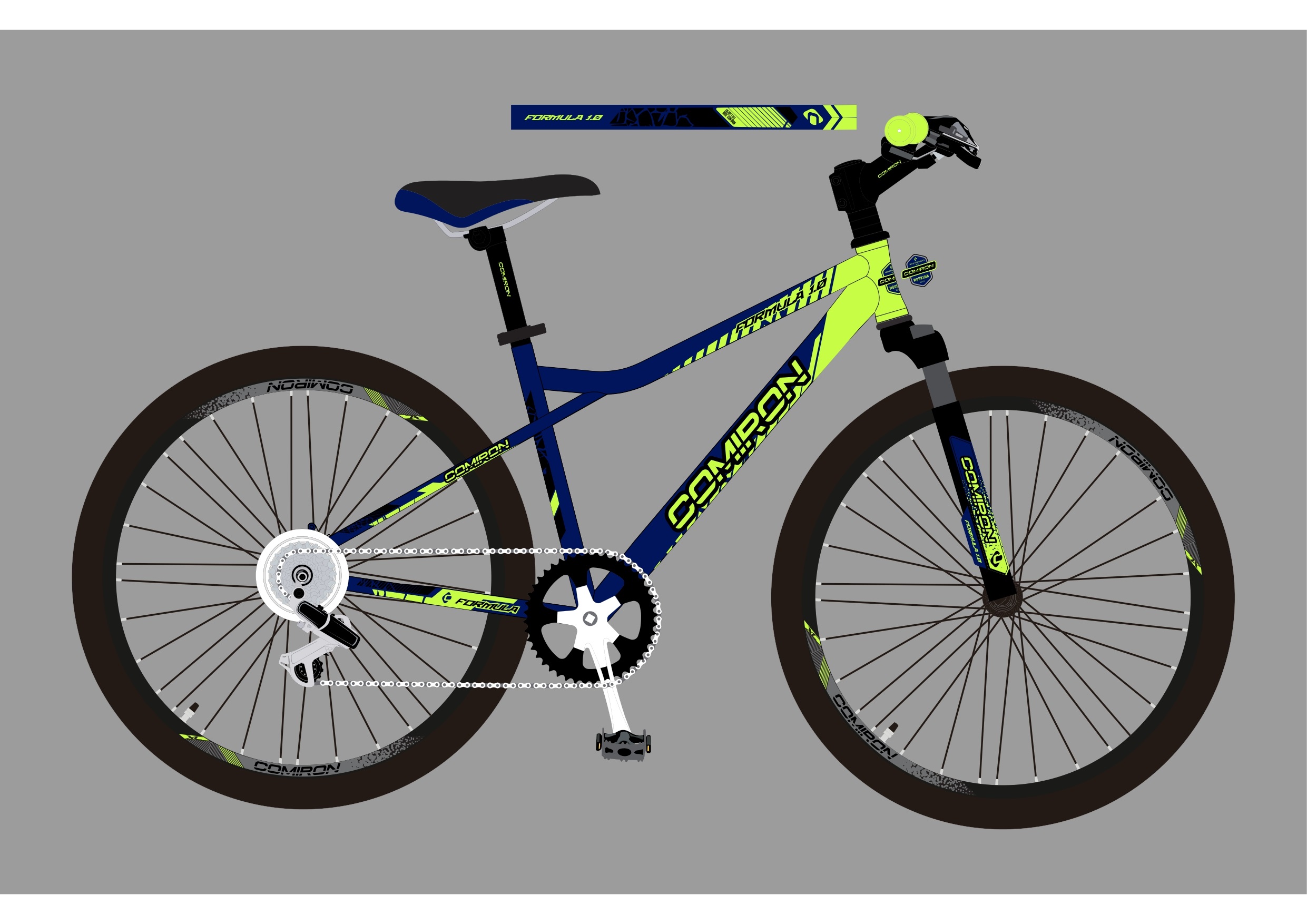 Велосипед 27,5" рама 17" 21sp CF750 BM COMIRON FORMULA синий мисти лайм яркий чёрный перламутровый