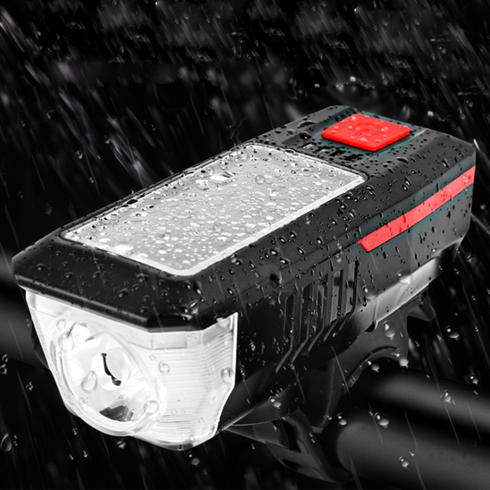 Фонарь передний COMIRON "SUN2" корпус ABS IPX4 свет T6 350lm аккум: 2000 mAh USB сигнал 120Дб влагозащищённый подзарядка от солнца красн /уп 30/120/