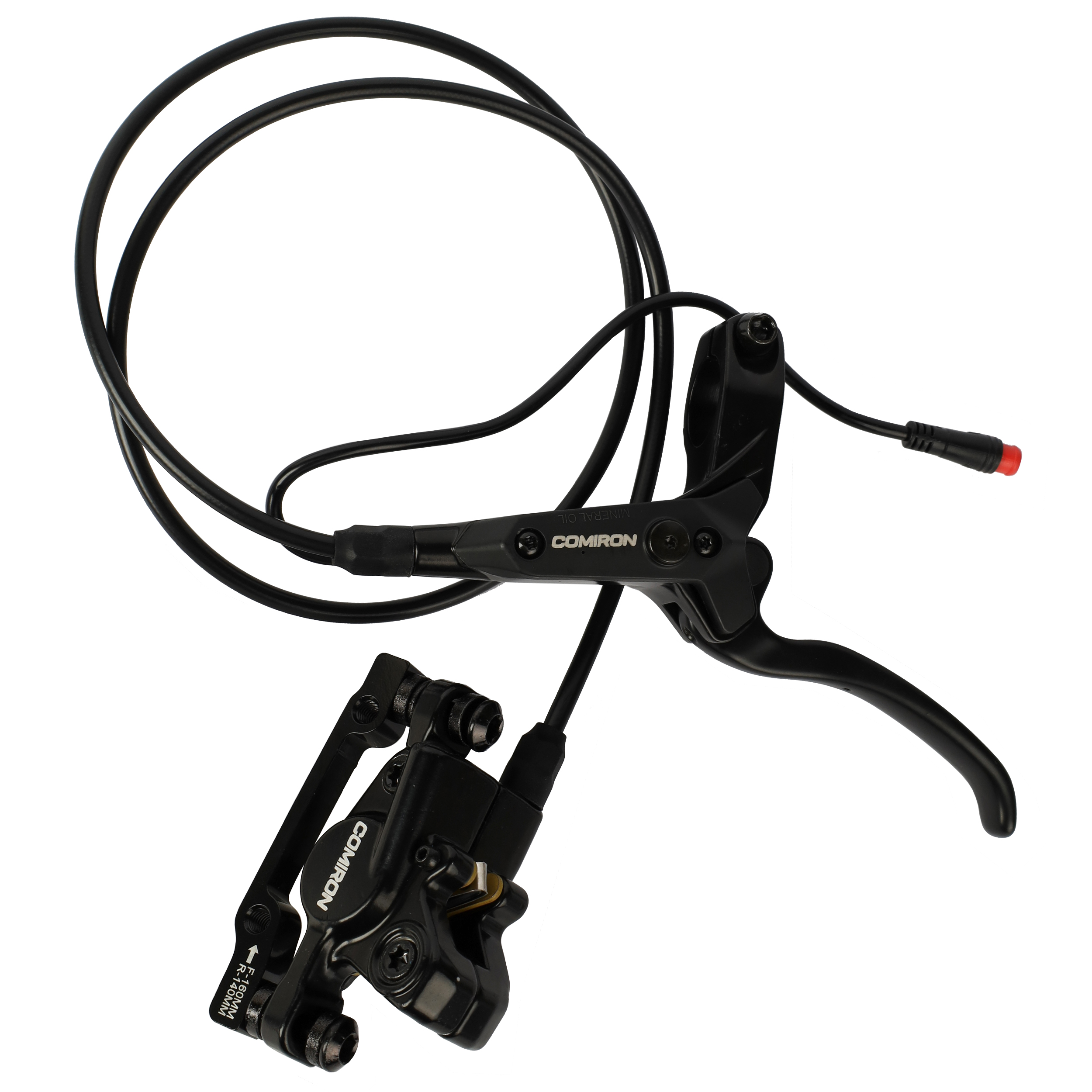 Тормозной набор дисковый гидравлический передний+задний для электробайков COMIRON HD-M3000 2 поршня. с ротором 160мм (TP-01B) /20/