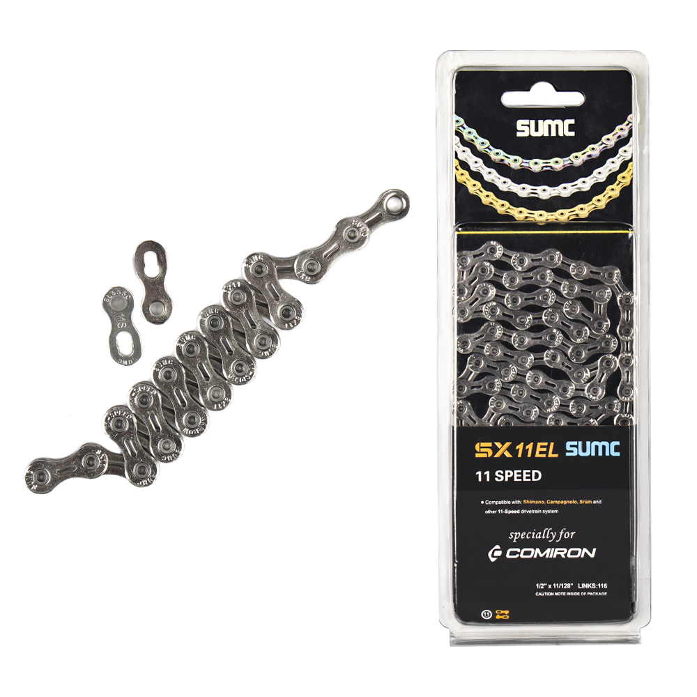 Велосипедная цепь SUMC 11 speed SX11EL NP 1/2"x11/128" 116L ГОСТ 30442-97 ISO 9633/уп 50/